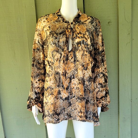 NWT FREE PEOPLE Out For The Night Snakeskin Print Top Medium M - Picture 2 of 5